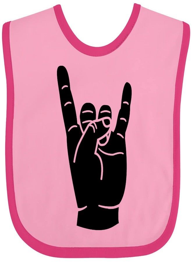 inktastic Rocker Horns Baby Bib Pink and Fuchsia 18b1d - Image 1