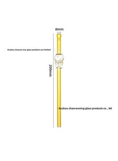 Long Bored Silicone Straw Cat Mouth Colorful Glass Straw Cartoon High Borosilicate Glass Creative Milk Tea Beverage Straw-Color:Yellow