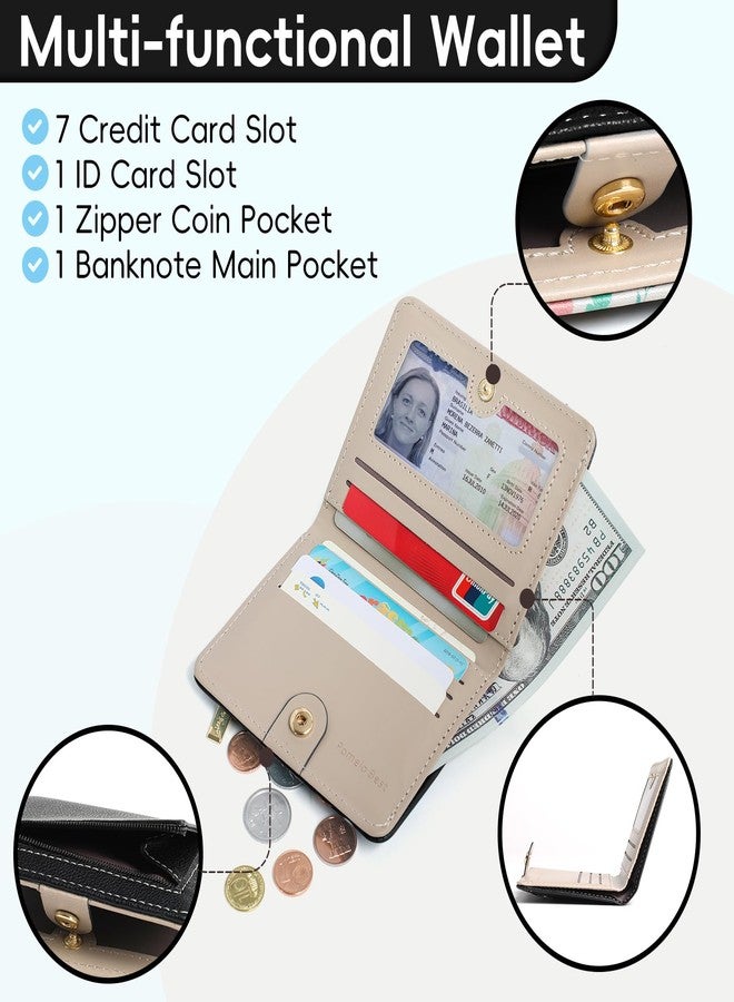 Pomelo Best Small Wallet Women RFID Blocking Bifold Leather Wallets for Women Credit Card Holder with ID Window Zipper Coin Pocket Black - Image 3