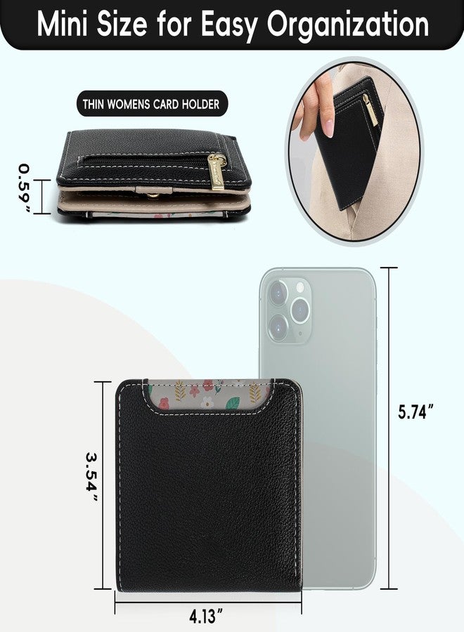 Pomelo Best Small Wallet Women RFID Blocking Bifold Leather Wallets for Women Credit Card Holder with ID Window Zipper Coin Pocket Black - Image 2
