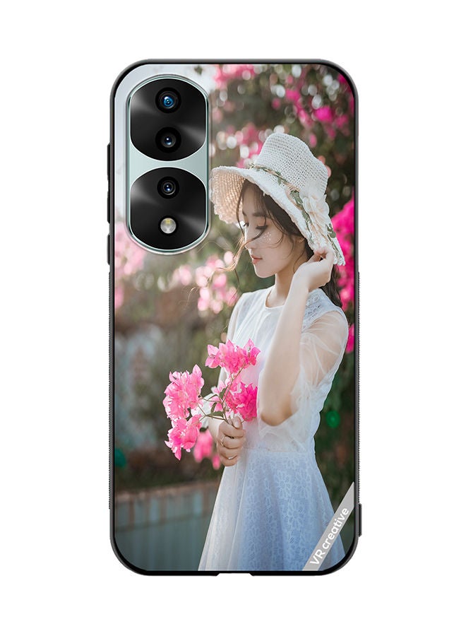 VR CREATIVE Protective Case Cover For Honor 70 Pro plus Girl With Pink Flower Design Multicolour - Image 1