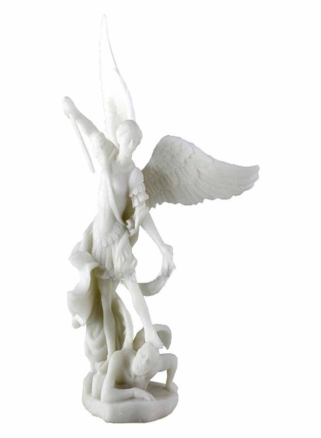 Top Collection Archangel St. Michael Statue - Michael Archangel of Heaven Defeating Lucifer Sculpture in Premium Cold-Cast Marble - 4-Inch Collectible Angel Figurine