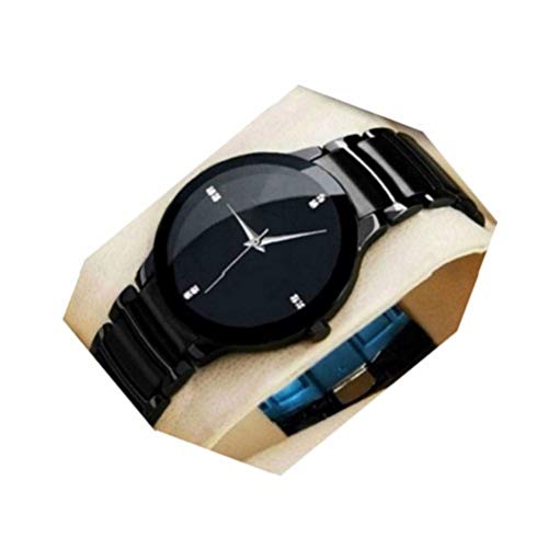 Acnos® Premium Black Dial Slim Line Full Black Strap Analogue Watches for Men Pack of - 1 - Image 1