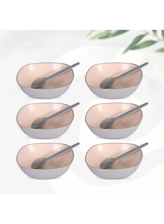 Eha Set of 6 Earth-Friendly Multipurpose Bowls for Kitchen with Spoons | 750 ml | Made with Rice Husk Biocomposite| Microwave Safe Bowl | for Hot & Cold Serving Bowl Set | Azure - Image 1