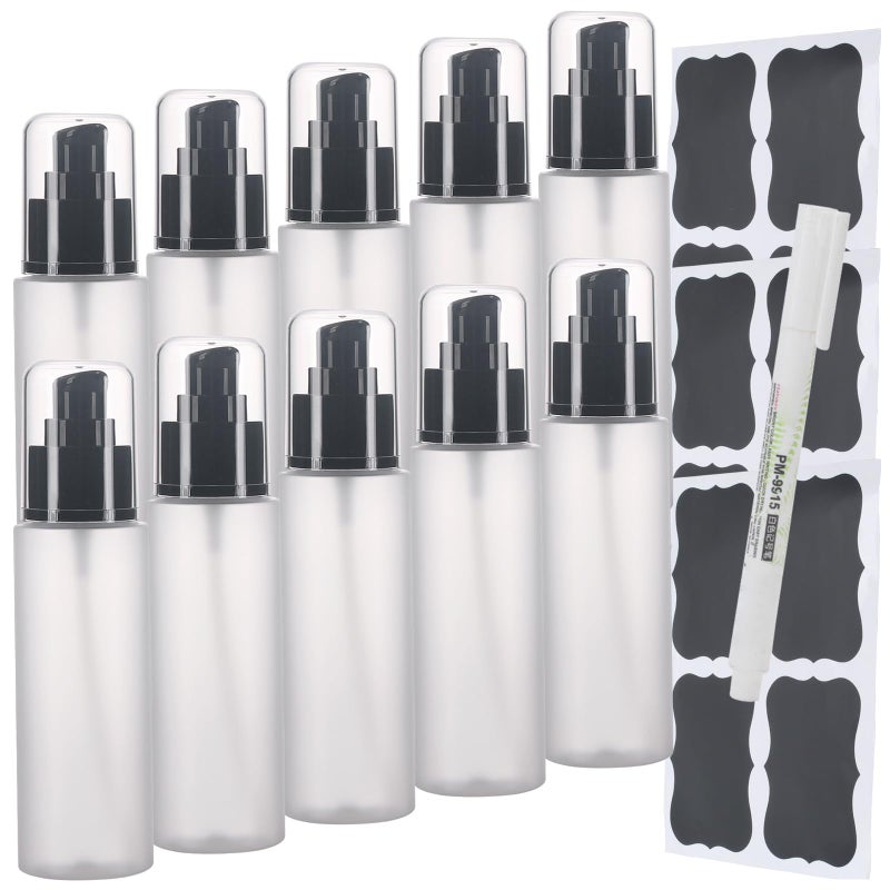 SOOKDEO Sookdeo Mini Dispenser Portable Free Refillable Bottle with Pump  Lid for Travel Shampoo Conditioner Shower Soap Work Hand Dish Soap Lotion Makeup Essential Oil 10 Pack 3oz 100ml Cream White 