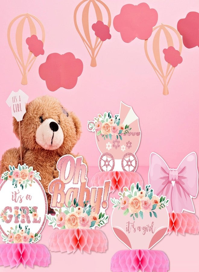 TMTECHJS 12 Pcs Baby Shower Decorations for Girl Glitter Pink Honeycomb Centerpieces for Baby Shower Table Decorations It's a Girl Centerpiece Decor Party Supplies - Image 5
