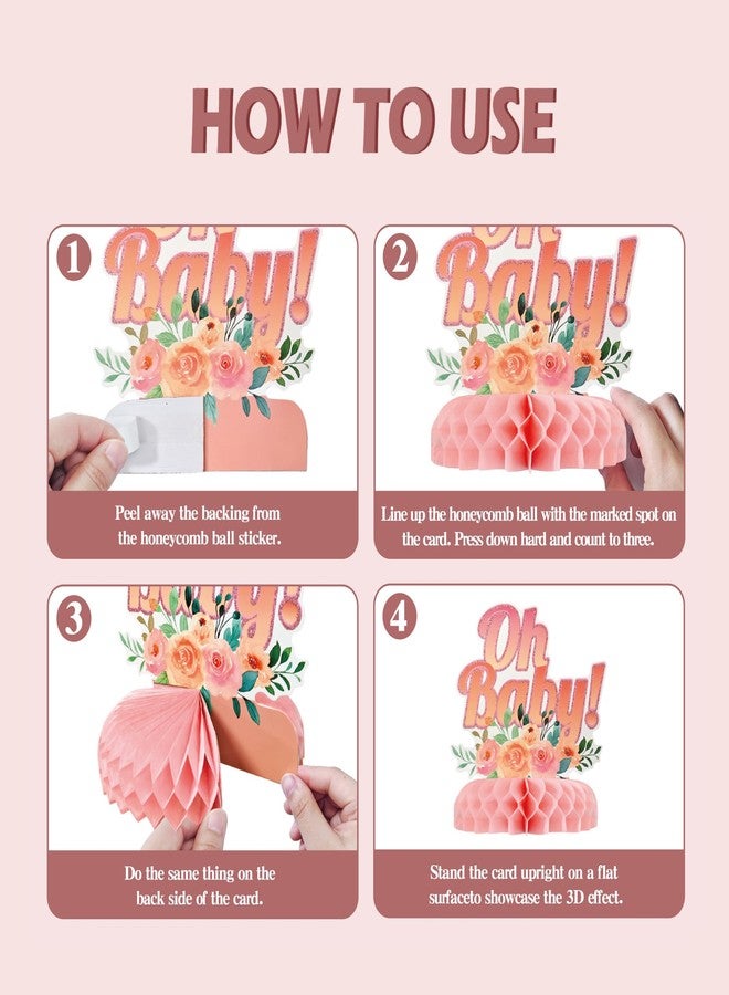 TMTECHJS 12 Pcs Baby Shower Decorations for Girl Glitter Pink Honeycomb Centerpieces for Baby Shower Table Decorations It's a Girl Centerpiece Decor Party Supplies - Image 3