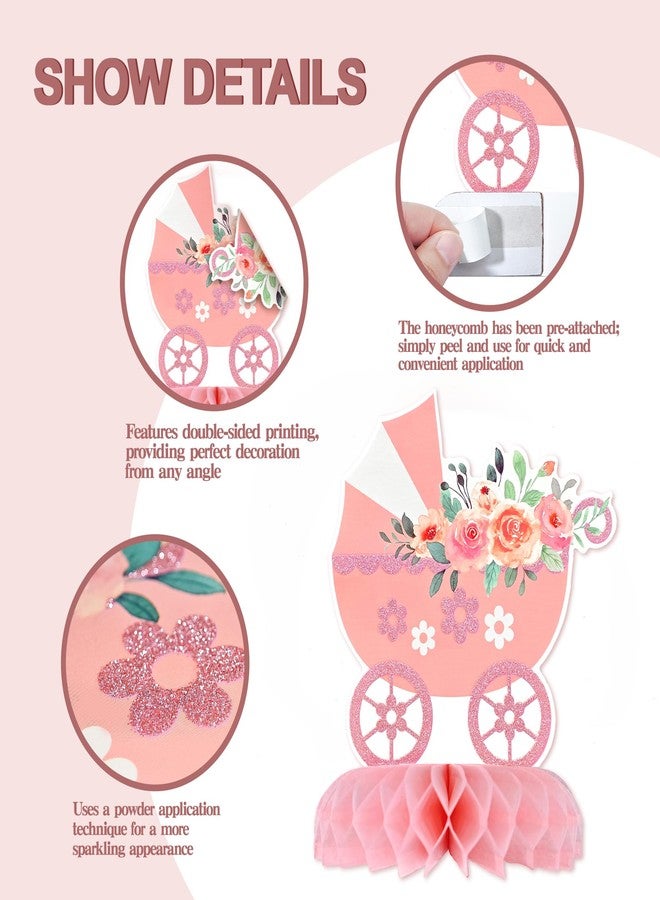 TMTECHJS 12 Pcs Baby Shower Decorations for Girl Glitter Pink Honeycomb Centerpieces for Baby Shower Table Decorations It's a Girl Centerpiece Decor Party Supplies - Image 4