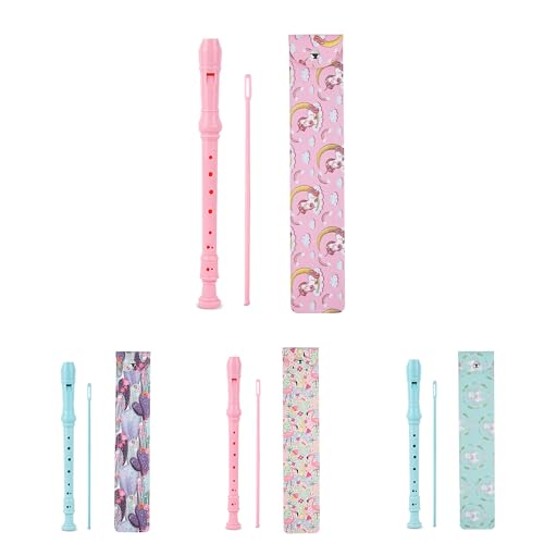 Haecsfl Recorder Instrument for Beginner Adults,8-Hole Soprano Descant Recorder Music Flute with with Cleaning Rod & Leather Case For Home Entertainment(2-Pink Unicorn) - Image 2