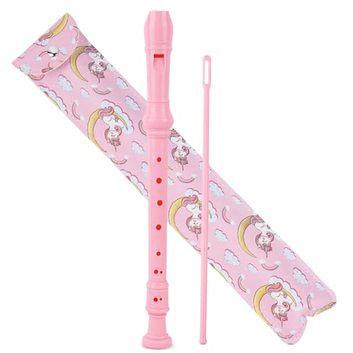 Haecsfl Recorder Instrument for Beginner Adults,8-Hole Soprano Descant Recorder Music Flute with with Cleaning Rod & Leather Case For Home Entertainment(2-Pink Unicorn) - Image 1