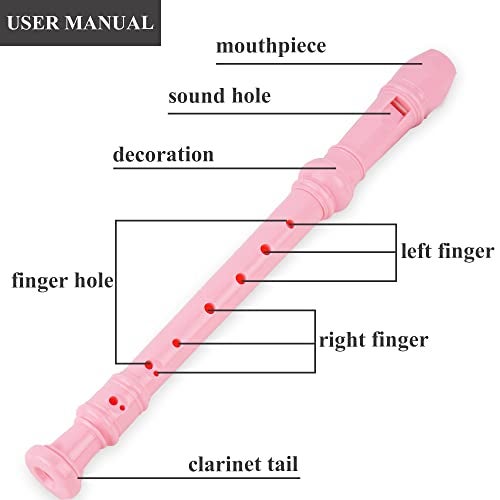 Haecsfl Recorder Instrument for Beginner Adults,8-Hole Soprano Descant Recorder Music Flute with with Cleaning Rod & Leather Case For Home Entertainment(2-Pink Unicorn) - Image 5