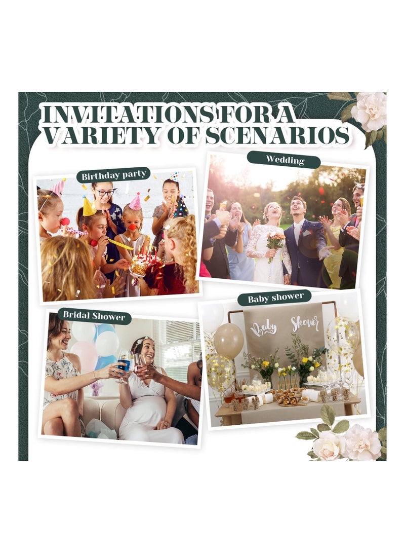 SOLARAE Elegant Dark Green Laser Cut Wedding Invitations with Envelopes, Lace Design, Blank Inner Sheets, Ribbons, and Stickers for Bridal Showers, Engagements, Birthdays, and Anniversaries (20 Sets) - Image 5