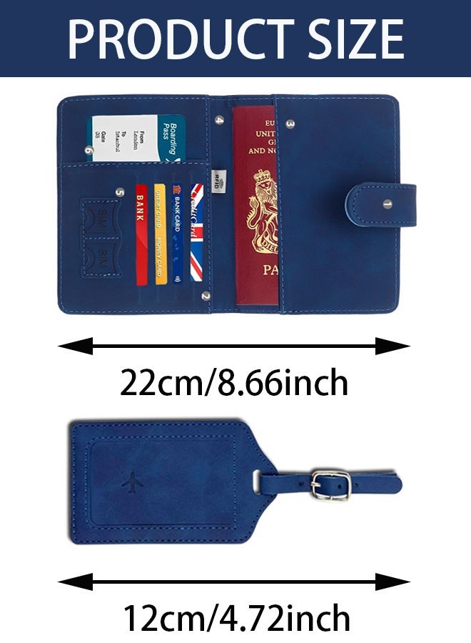 غطاء حامل جواز السفر من قطعتين، غطاء جواز سفر من جلد البولي يوريثان مع حجب RFID، حافظة محفظة سفر عالمية محمولة لتنظيم جوازات السفر وبطاقات الصعود وبطاقات الائتمان ووثائق السفر - Image 2