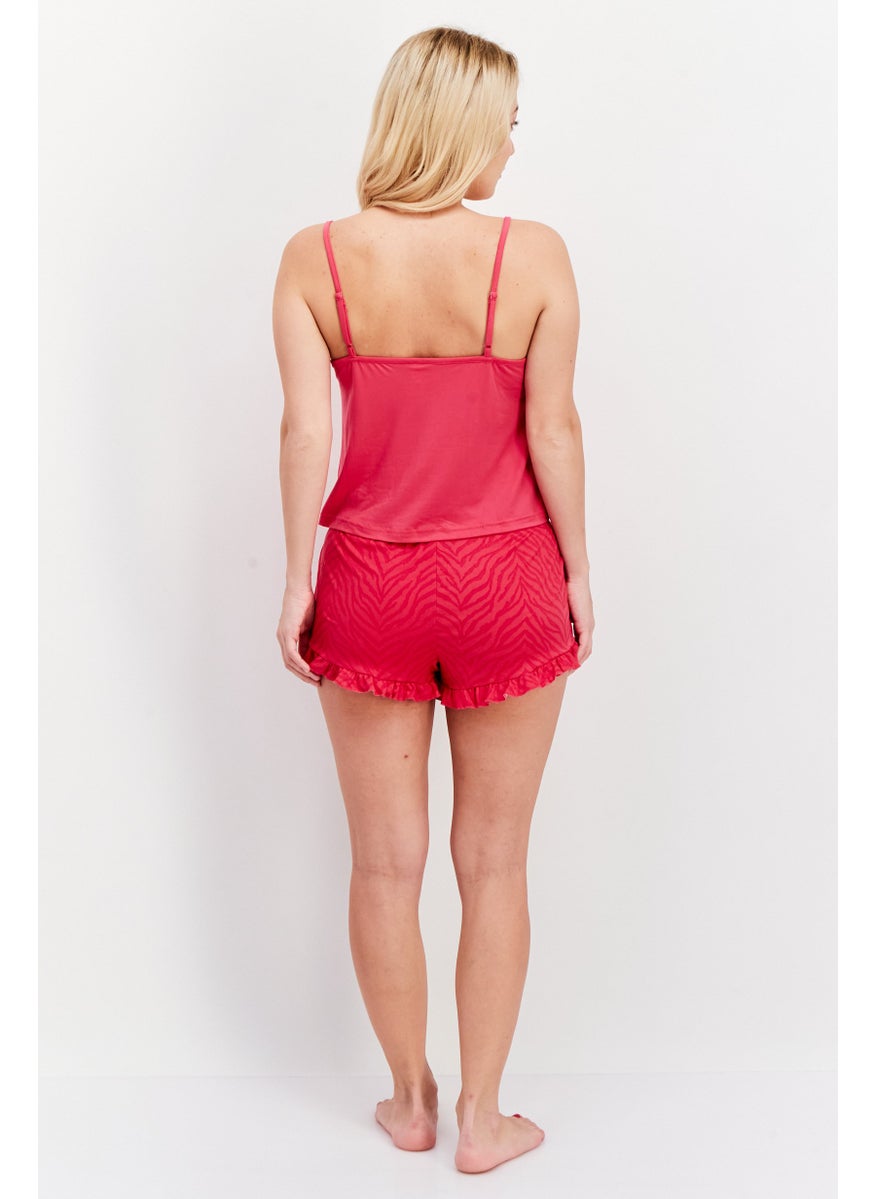 French Affair Women 2 Pieces Graphic Sleepwear Set, Fuchsia  - Image 4