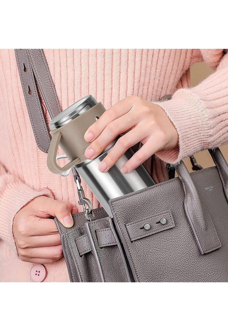 JAJEEK NEW Vacuum Insulated Flask 500ml/17.6oz Stainless Steel Thermo-Bottle with Cup for Coffee, Water, Hot & Cold Drinks – Silver Brown - Image 3