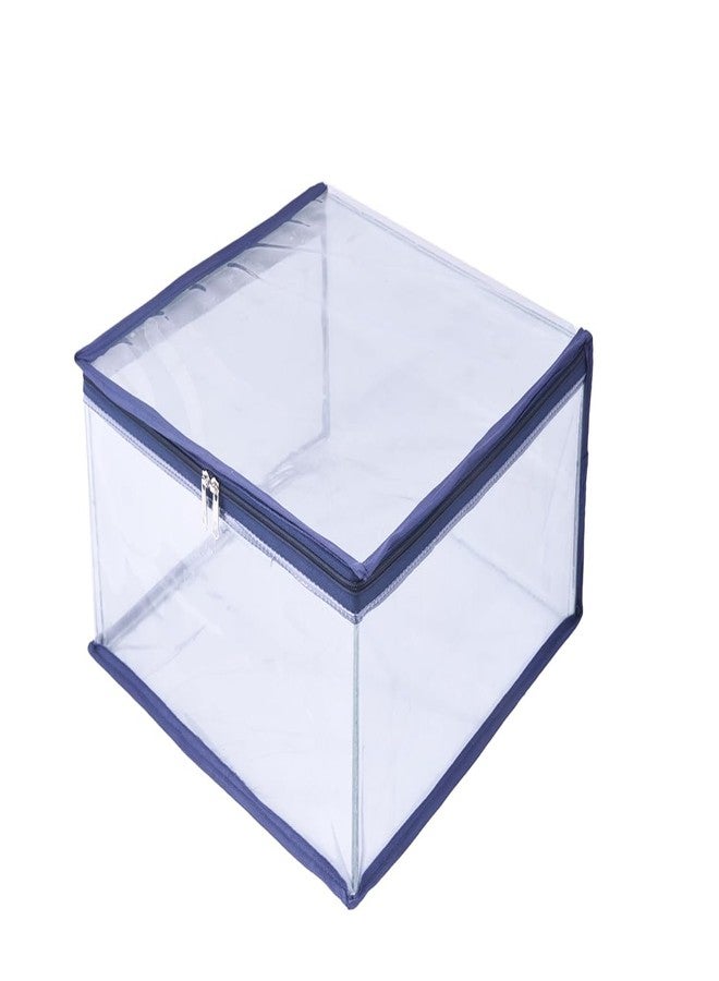 ABBASI Saree Cover Storage Bag Big for Clothes with Zip Organizer for Wardrobe, transparent Large Design Boxes (Dark Blue, Pack of 2) - Image 2