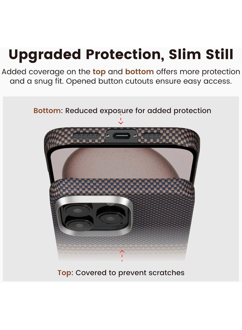 Aztech Premium Aramid Fiber Kevlar Case for iPhone 16 Pro Max Sunset Edition Ultra-Slim Lightweight Design with Shockproof Protection MagSafe Compatible Qi Wireless Charging Ready Anti-Fingerprint Matte Finish Raised Camera and Screen Edges Grippy Texture Precise Cutouts and Responsive Tactile Buttons Pocket-Friendly Slim Protective Case - Image 5
