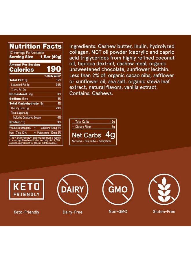 Bulletproof Chocolate Chip Cookie Dough Collagen Protein Bars, Pack of 12, Keto-Friendly Snack with MCT Oil, Grass-fed Collagen, No Added Sugar - Image 1
