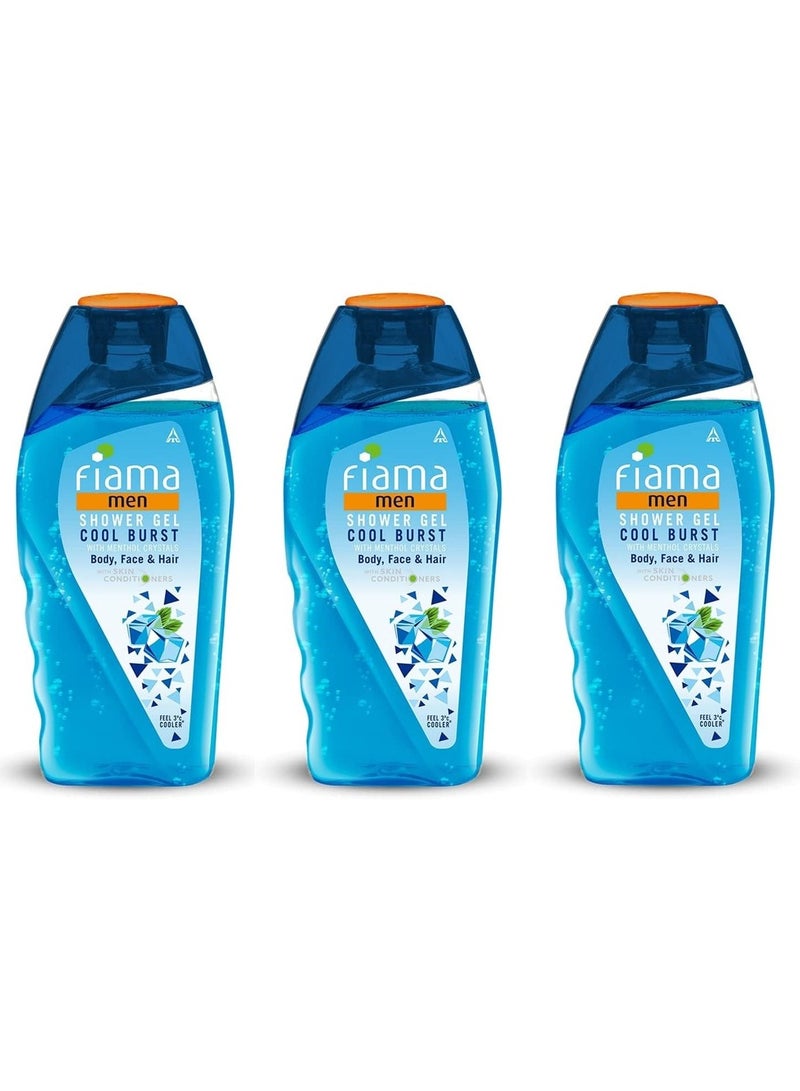 فياما جل استحمام للرجال من فيما، كول بيرست، غسول للجسم مع مرطبات للبشرة، 250 مل، عبوة من 3 قطع - Image 1