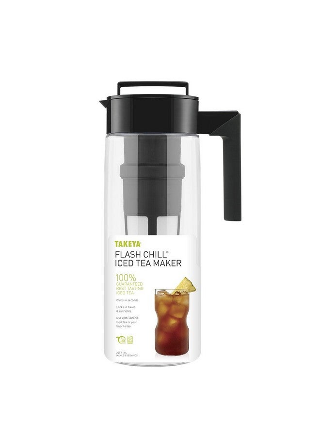 Takeya Takeya Flash Chill Iced Tea Maker - Airtight & Durable Iced Tea Maker Jug with Silicone Carry Handle - Leak-Proof & Lightweight Tea Infuser with Patented Flash Chill Technology - 2 Quart, Black  - Image 2