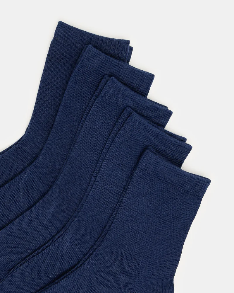 Redtag Boys Navy Crew Length Socks (3 Pairs)