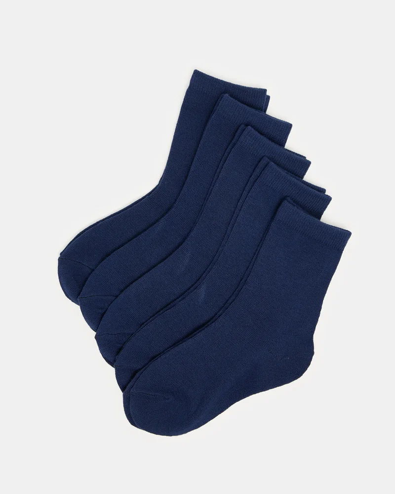 Redtag Boys Navy Crew Length Socks (3 Pairs)
