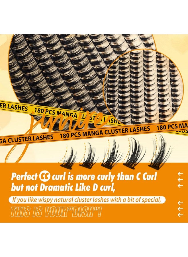 JIMIRE Natural Lash Clusters Kit Lash Extension Kit with Lash Bond and Seal 180Pcs Anime Eyelash Clusters D Curl Wispy Manga Lash Clusters 8-16MM Cluster Eyelash Extensions Kit Individual Lashes Pack - Image 4
