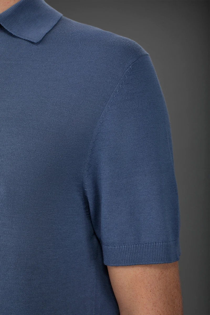 Doppelganger Blue Men's short-sleeved knitted polo shirt - Cerulean for Men | Best Price UAE