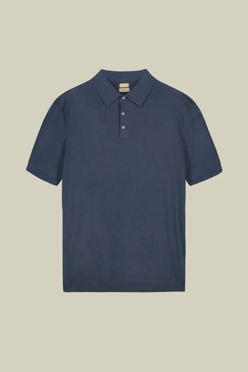 Doppelganger Blue Men's short-sleeved knitted polo shirt - Cerulean for Men | Best Price UAE