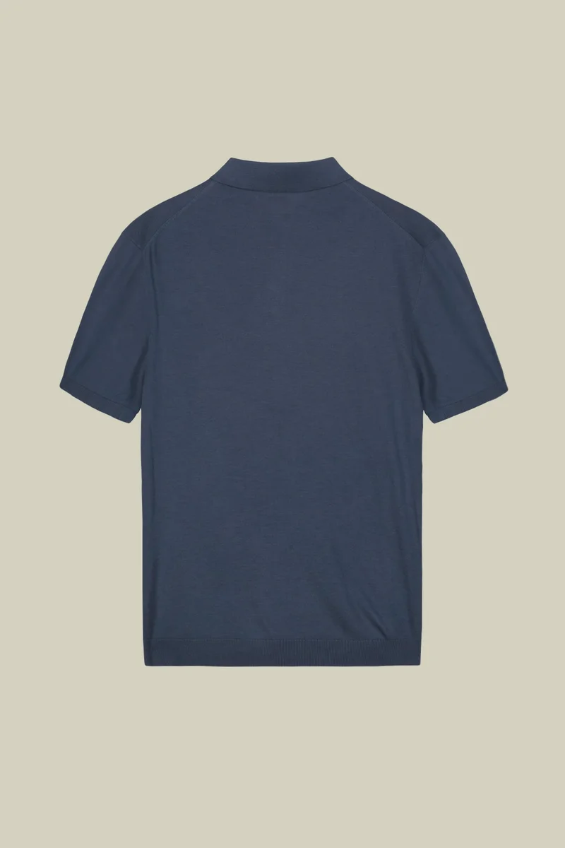 Doppelganger Blue Men's short-sleeved knitted polo shirt - Cerulean for Men | Best Price UAE