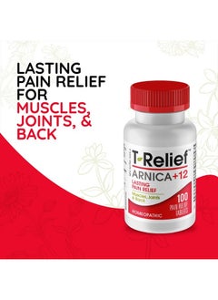 MediNatura T-Relief Arnica +12 Natural Relieving Actives for Back Pain Joint Soreness Muscle Aches & Stiffness Whole Body Fast-Acting Relief for Women & Men - 100 Tablets  - Image 3