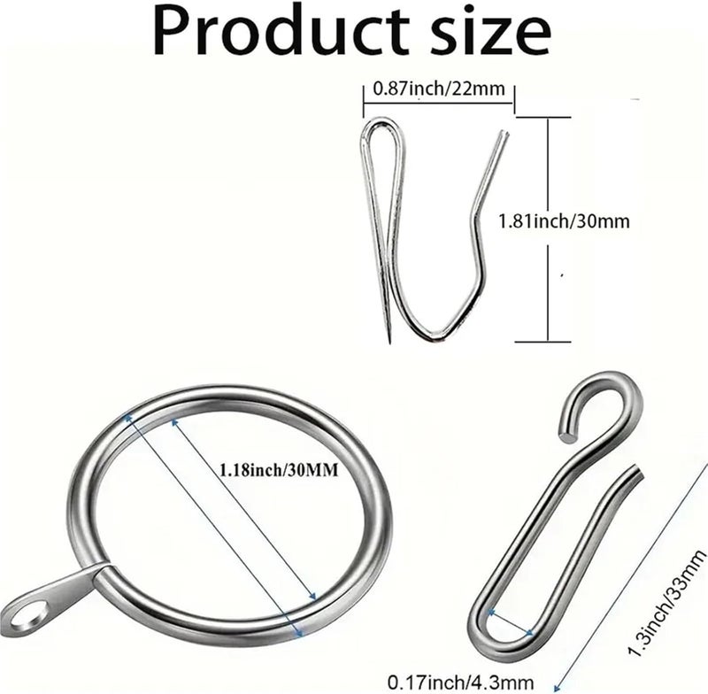 Curtain Rings 90Pcs Metal Drapery Curtain Hanging Rings and 90 Pcs Drapery Pin Hooks(SizeA) - Image 3