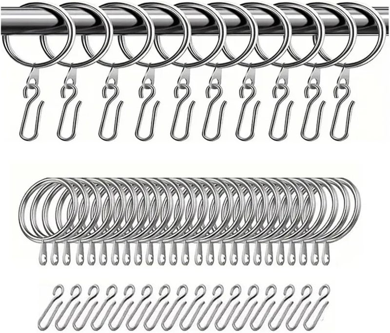 Curtain Rings 90Pcs Metal Drapery Curtain Hanging Rings and 90 Pcs Drapery Pin Hooks(SizeA) - Image 2