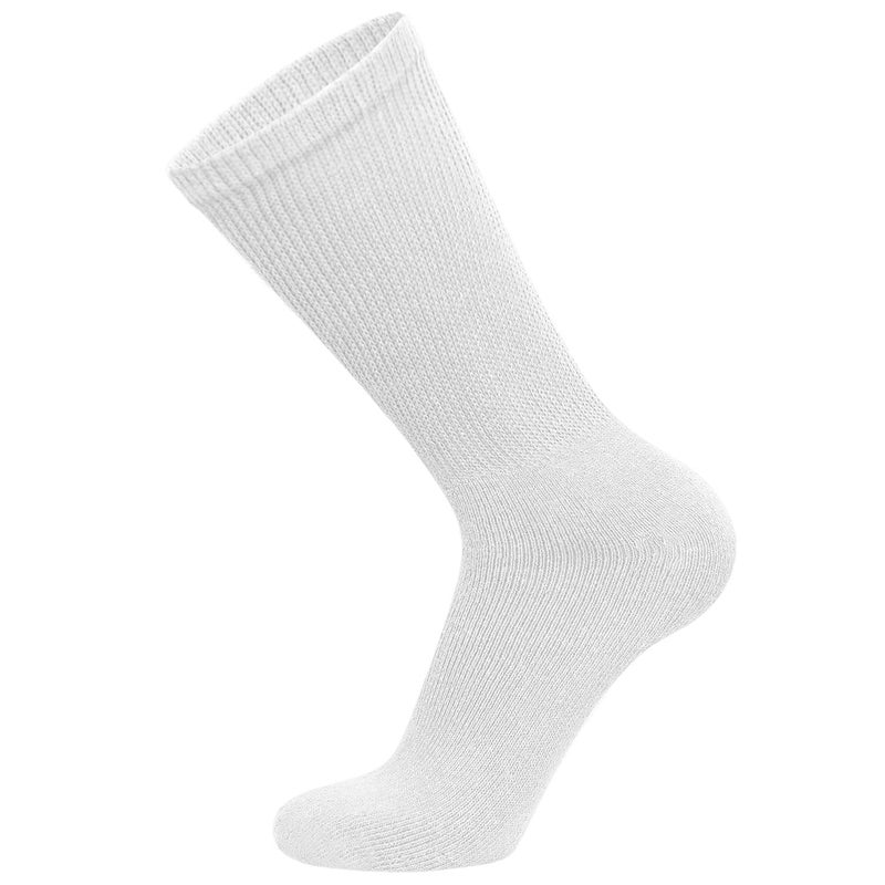 Brooklyn Socks 6 Pairs of Cotton Diabetic Neuropathy Crew Socks (10-13, Fits Mens shoe size 9-12, White) - Image 5
