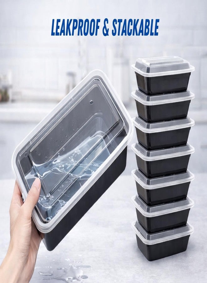 NAA Meal Prep Containers 50 Pack (100-Pc) 32 oz with Lids, BPA-Free Reusable Food Storage Leakproof Durable, Microwave Freezer Dishwasher Safe, Plastic Lunch Boxes Black - Image 5
