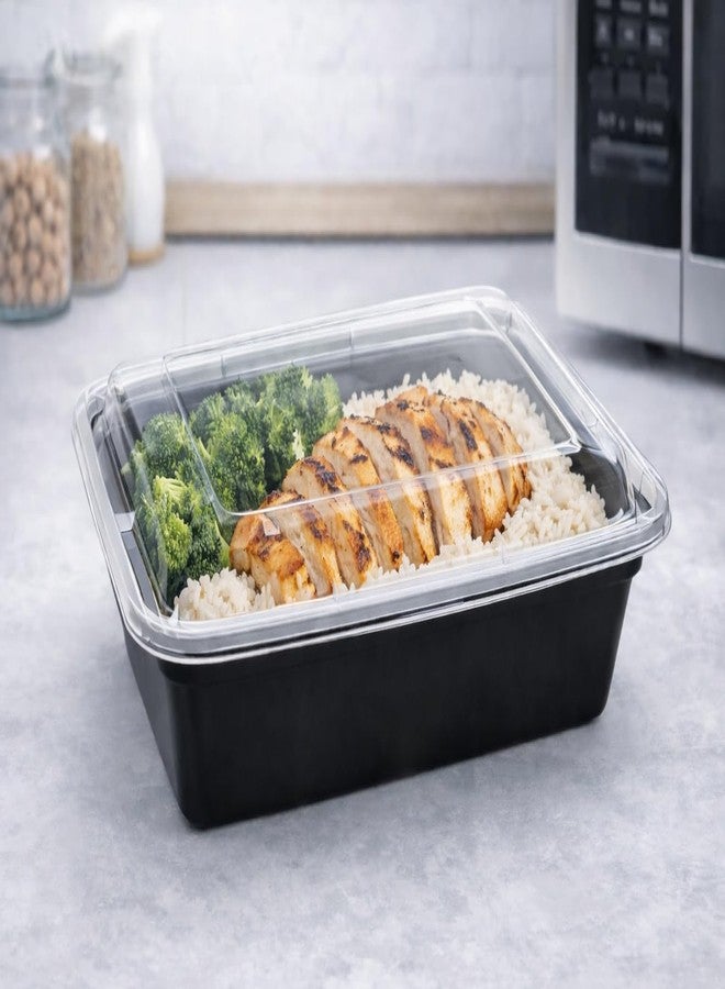 NAA Meal Prep Containers 50 Pack (100-Pc) 32 oz with Lids, BPA-Free Reusable Food Storage Leakproof Durable, Microwave Freezer Dishwasher Safe, Plastic Lunch Boxes Black - Image 4