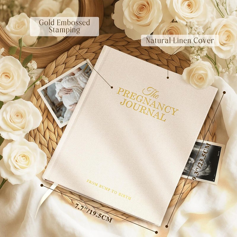 Lanpn My Pregnancy Journal Memory Book for First Time Mom 156 Page Pregnant Announcement Must Have Planner Scrapbook Pregnancy Tracking Diary Mom to Be Keepsake Gift for Expecting New Parent Beige - Image 2