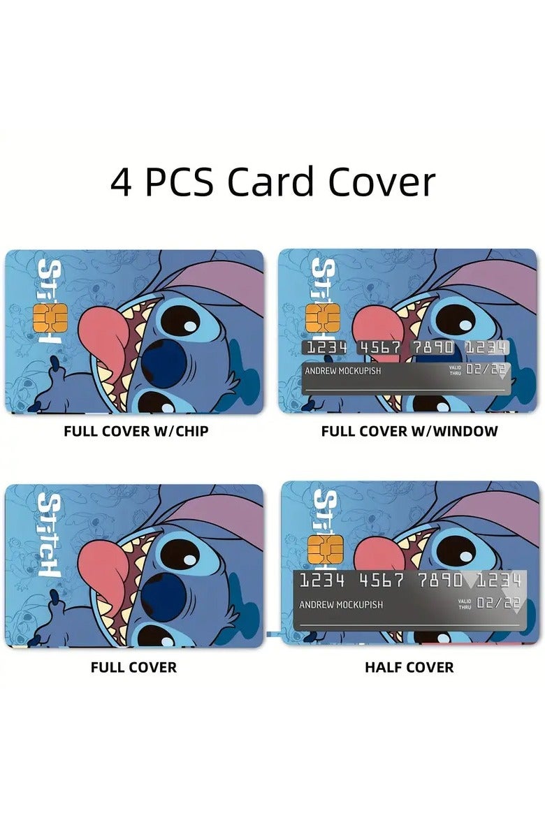JAYATO 4 pcs Reverse Lilo & Stitch Card Skin for Credit, Debit Card Stickers, Transportation Card, ATM Available, Removable, Waterproof, Slim, No Bubble, Digital-Printed for Small Chip Cards, Best birthday gift for Kids, Girls Boys and Teens Adults Card - Image 2