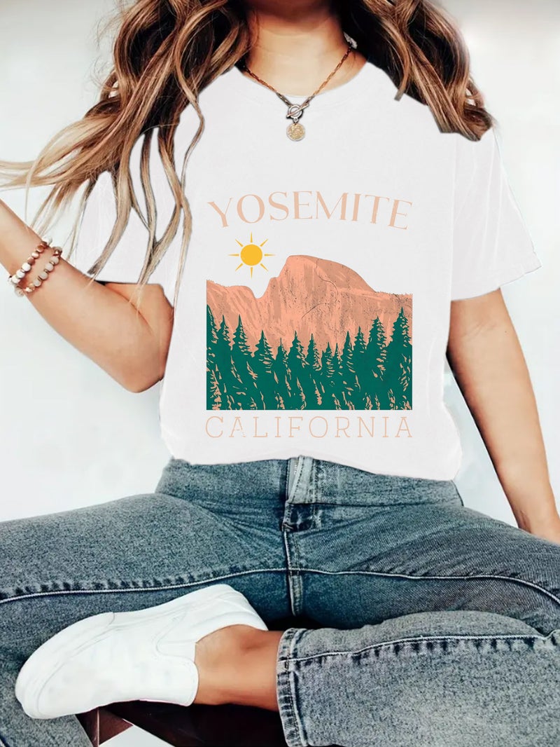 Summer Women'S Landscape Pattern Printing Round Neck Short Sleeve Leisure Fashion Explosion T-Shirt - Image 3