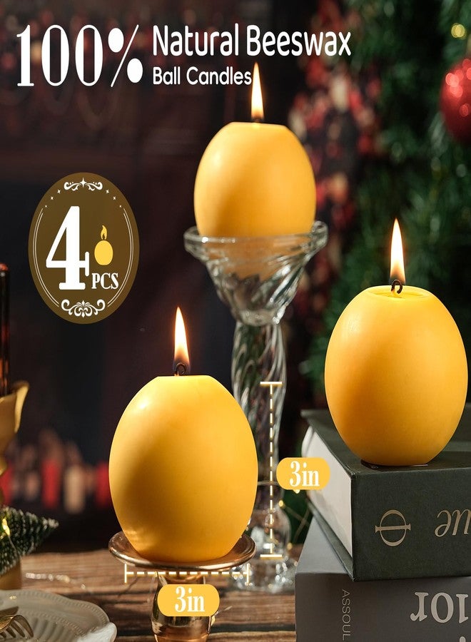 MAKALONE 4 Pack Beeswax Round Candles,3 in Hand-Poured Natural Beeswax Candles- 120 H Long Burning Elegant Bees Wax Candles for Home,Non Toxic,Unscented Dripless Smokeless Beeswax Candle - Image 3