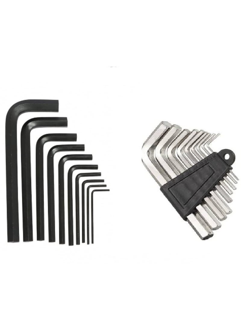 Inditrust - Inditrust 19 Pieces Hex Allen Key Wrench L Shape Repair Tool Set 10 pcs Black 9 pcs White Allen key Allen Key Set - Image 1