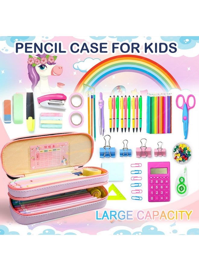 فنبلاست حقائب فن بلاست يونيكورن للبنات - حقيبة متعددة الأغراض بسحاب للأطفال في المدارس، صندوق منظم للأدوات المكتبية، حافظة أقلام أنيقة لطلاب المدارس والجامعات (وردي) قماش - Image 3