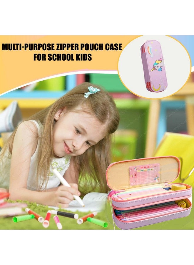 فنبلاست حقائب فن بلاست يونيكورن للبنات - حقيبة متعددة الأغراض بسحاب للأطفال في المدارس، صندوق منظم للأدوات المكتبية، حافظة أقلام أنيقة لطلاب المدارس والجامعات (وردي) قماش - Image 5