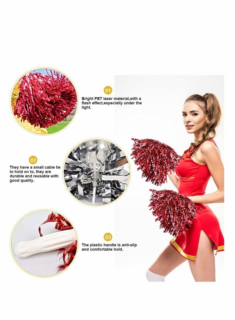 12 Colorful Cheerleading Pom Poms for Dance and Sports Events Fluffy with Plastic Handle Perfect for Celebrations and Performances - Image 4