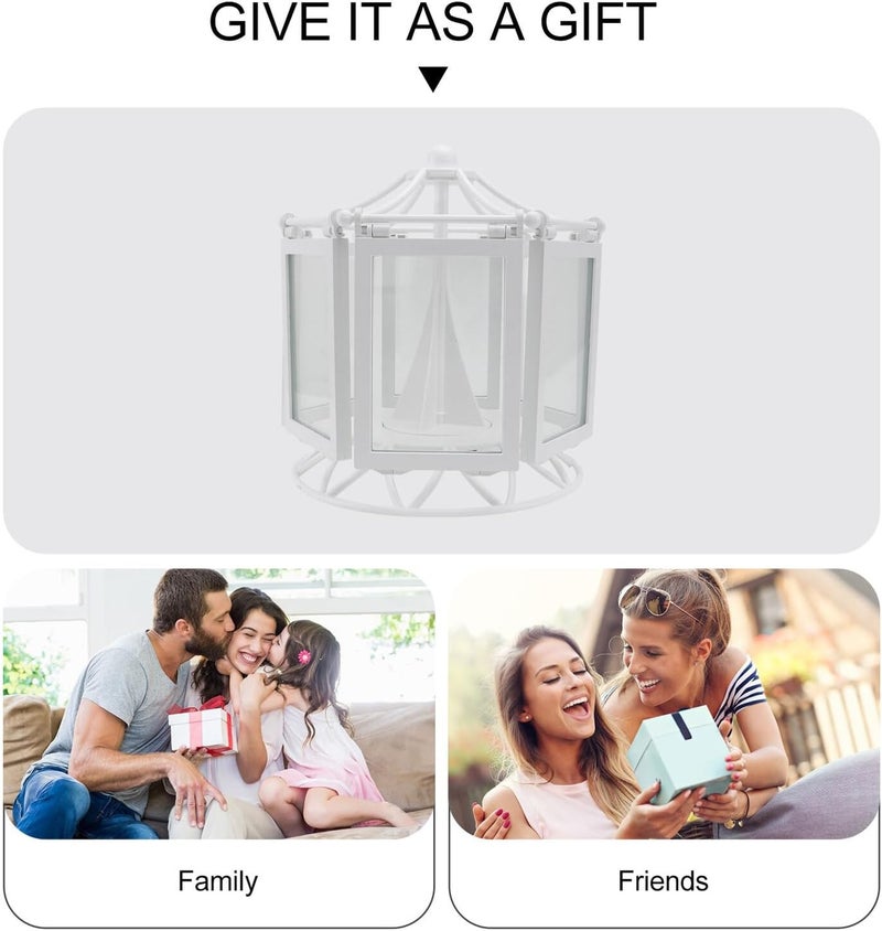Ciieeo Creative 5-inch White Music Picture Frame, Multifunctional Tabletop Photo Holder for Wedding and Home Decoration, Combination Photo Display Rotating Music Box - Image 5