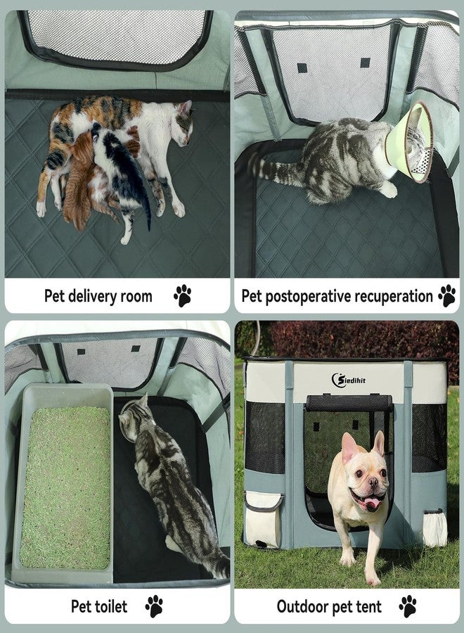 Siedihit Dog Cat Playpen, Pet Puppy Portable Playpens for Outdoor Travel Crate, Indoor After Surgery Use, Foldable Dog Kennel Tent for Rabbit or Small Animals and Tent Stakes (Grey, Small) - Image 3
