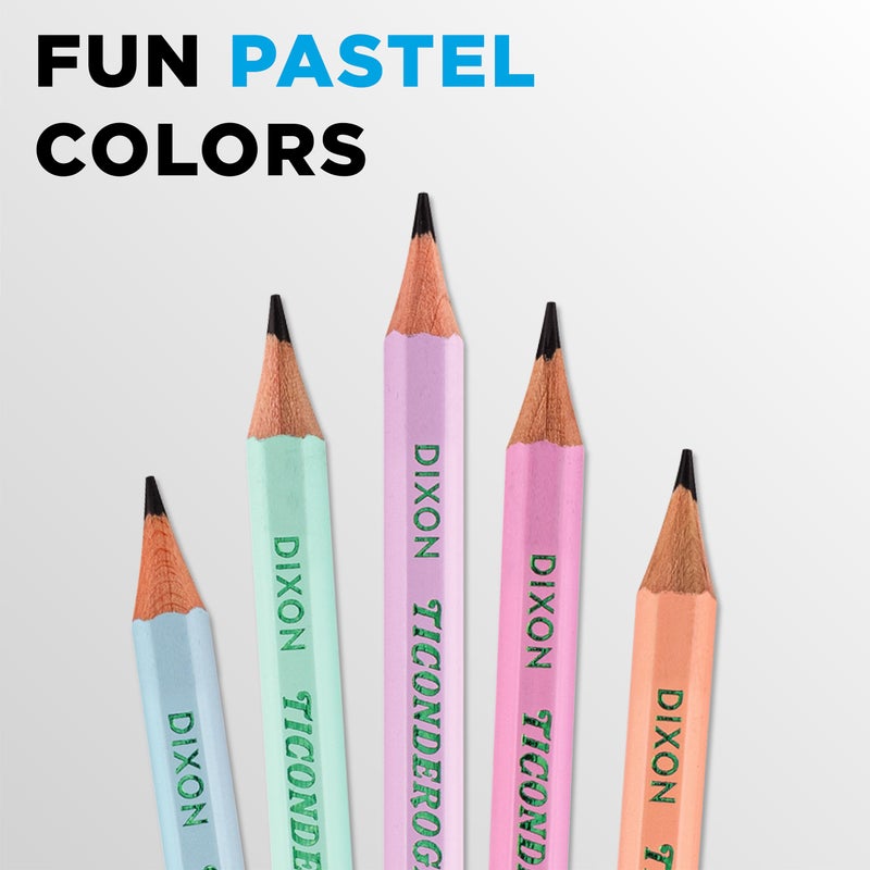 Ticonderoga Wooden Pencils, Pre-Sharpened, 2 HB Soft, Pastel Colors, 18 Count - Image 5