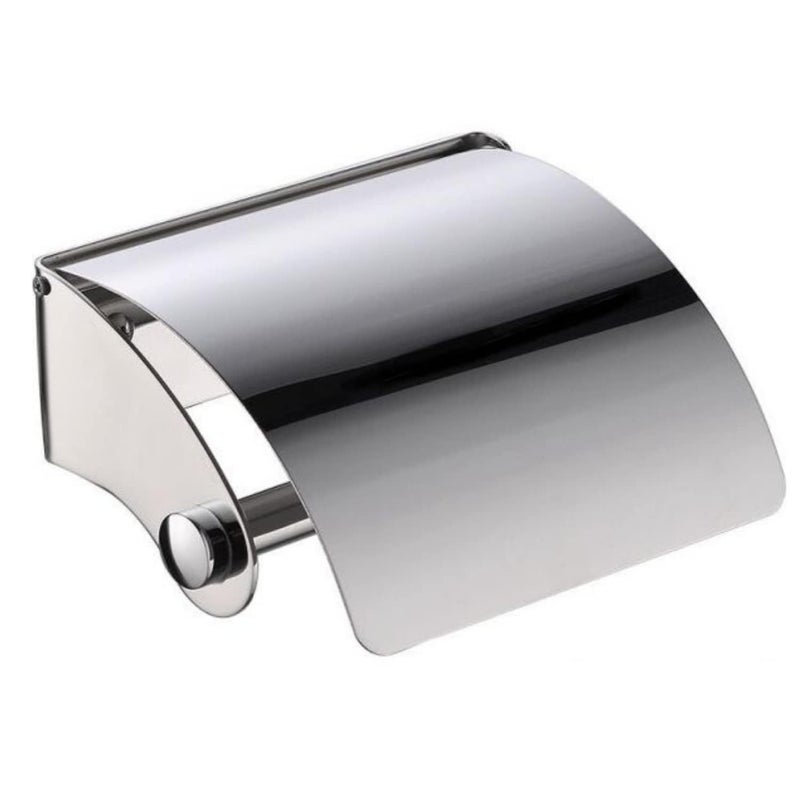IRIS Toilet Tissue Paper Roll Holder/Dispenser with Lid - Stainless Steel Bathroom/Toilet Paper Dispenser/Toilet Wall-Mounted Paper Holder - Image 1