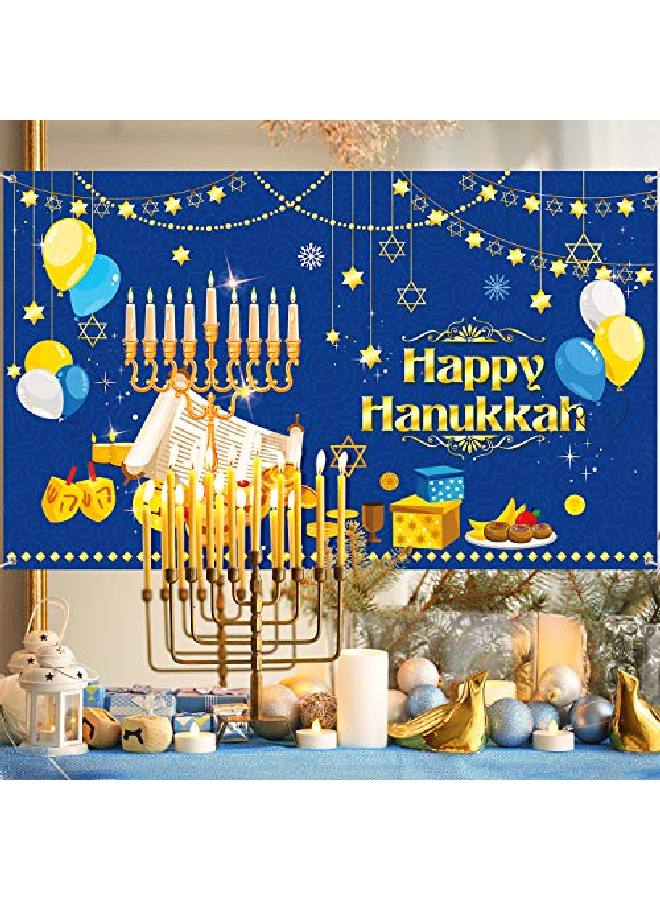 Tatuo Happy Hanukkah Party Backdrop Hanukkah Decorations Photography Background Hanukkah Party Supplies For Hanukkah Festive Day Indoor Outdoor Yard Decor - Image 4