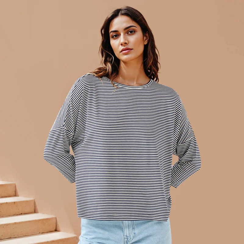 سبلاش فيڤ تيشيرت مخطط بأكمام منسدلة